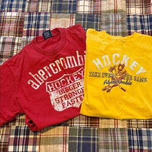 Abercrombie Hockey Graphic T-shirts- Red & Yellow